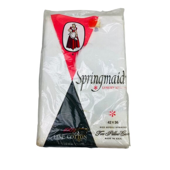 Vintage Springmaid Luxury Muslin Pillow Cases 42 x 36" 100% Fine Cotton w/defect - Picture 1 of 3
